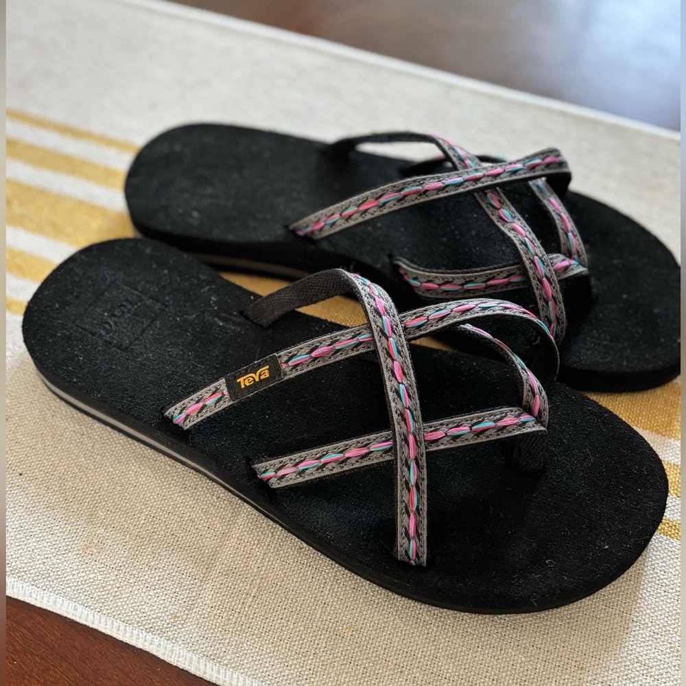 Teva Black Sandals with Pink and Gray Straps